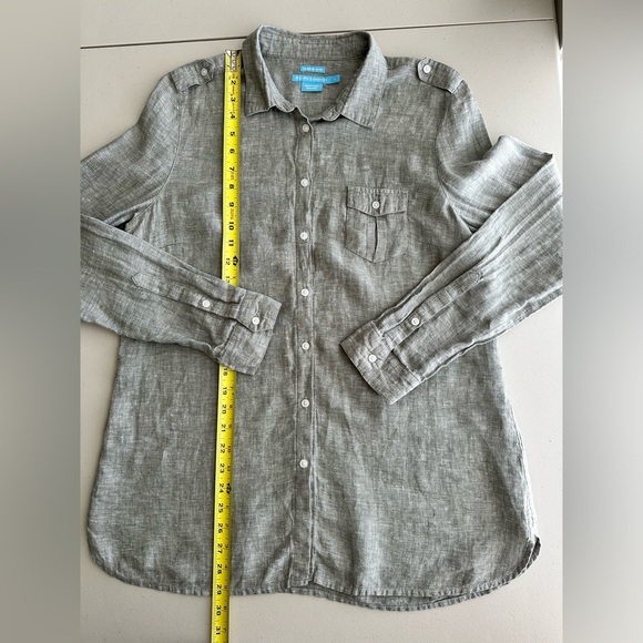 ISLAND COMPANY 100% Linen Button Down Long Sleeve Shirt Women’s (~ Small ) - Picture 8 of 9